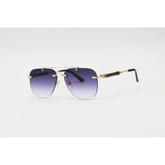 Louis Vuitton - 3151 - Golden Purple Gradient - Metal - Double Bridge - Aviator - Rimless - Sunglasses