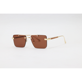 Cartier - 3147 - Golden Brown - Metal - Rectangle - Double Bridge - Rimless - Sunglasses