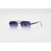 Cartier - 3148 - Gun Metallic Purple Gradient - Metal - Rectangle - Double Bridge - Rimless - Sunglasses