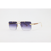 Cartier - 3147 - Golden Purple Gradient - Metal - Rectangle - Double Bridge - Rimless - Sunglasses