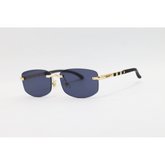 Cartier - 3176 - Golden Black - Metal - Rimless - Rectangle - Sunglasses