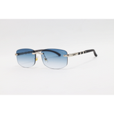 Cartier - 3176 - Silver Blue - Metal - Rimless - Rectangle - Sunglasses