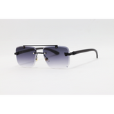 Cartier - 22510 - Wooden Black Gradient - Metal - Rimless - Rectangle - Double Bridge - Sunglasses