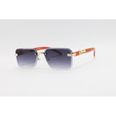 Cartier - 22512 - Wooden Golden Purple Gradient - Metal - Rimless - Rectangle - Sunglasses