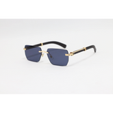 Cartier - 3013 - Wooden Golden Black - Metal - Rectangle - Rimless - Sunglasses