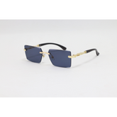 Cartier - 3077 - Wooden Golden Black - Metal - Rectangle - Rimless - Sunglasses