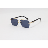 Cartier - 3160 - Golden Black - Metal - Double Bridge - Rectangle - Rimless - Sunglasses