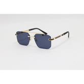 May Bach - 3152 - Golden Black - Metal - Double Bridge - Rectangle - Rimless - Sunglasses