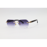 Cartier - 3050 - Wooden Golden Purple Gradient - Metal - Octagonal - Rimless - Sunglasses