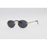 Fleur Di Lis - 3186 - Golden Black - Metal - Rimless - Oval - Sunglasses