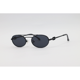 Miu Miu - 5G88 - Black - Metal - Double Bridge - Oval - Sunglasses