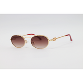 Miu Miu - 5G88 - Golden Brown Gradient - Metal - Double Bridge - Oval - Sunglasses