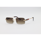 Prada - 5G74 - Golden Brown Gradient - Metal - Rimless - Rectangle - Sunglasses