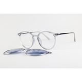 Ray Ban - 2186 - Silver Grey Translucent - Acetate - Metal - Oval - Dual - Attachment - Eye Wear - Sunglasses
