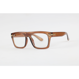 Police - 3394 - Brown Translucent - Acetate - Rectangle - Blue Cut - Eye Wear