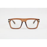 Police - 3394 - Brown Translucent - Acetate - Rectangle - Blue Cut - Eye Wear