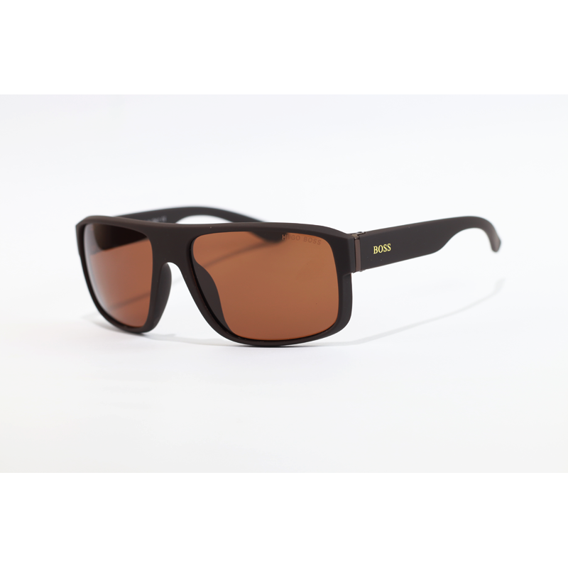 Hugo Boss - 7011 - Matte Brown - Acetate - Rectangle - Polarized - Sunglasses