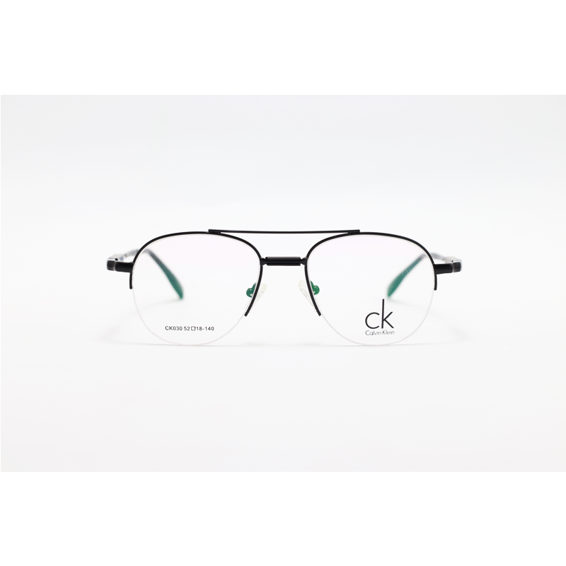 Calvin Klein - 030 - Black - Metal - Aviator - Half Rim - Eyewear