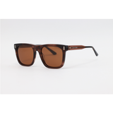 Calvin Klein - 5863 - Brown Horn - Acetate - Rectangle - Polarized - Sunglasses