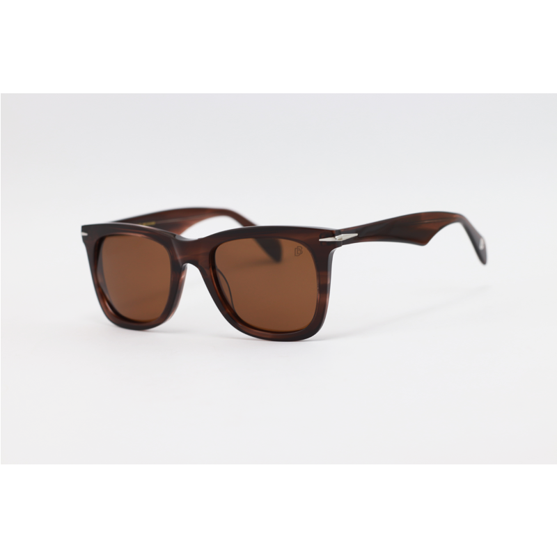 David Beckham - 7087 - Brown Horn - Acetate - Rectangle - Polarized - Sunglasses
