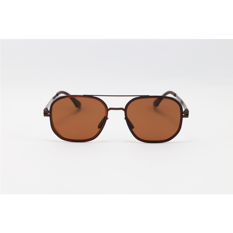 Porsche Design - 001 - Brown - Metal - Square - Polarized - Double Bridge - Sunglasses