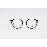 Calvin Klein - 58124 - Golden Tortoise - Acetate - Metal - Double Bridge - Round - Eyewear