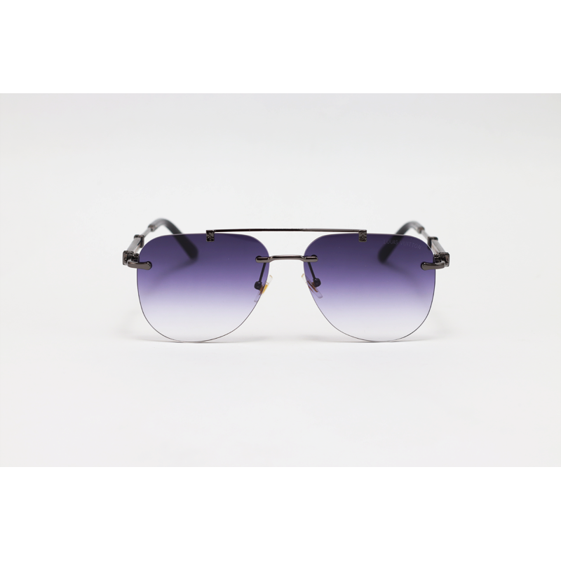 Louis Vuitton - 3151 - Gun Metallic Purple Gradient - Metal - Double Bridge - Aviator - Rimless - Sunglasses