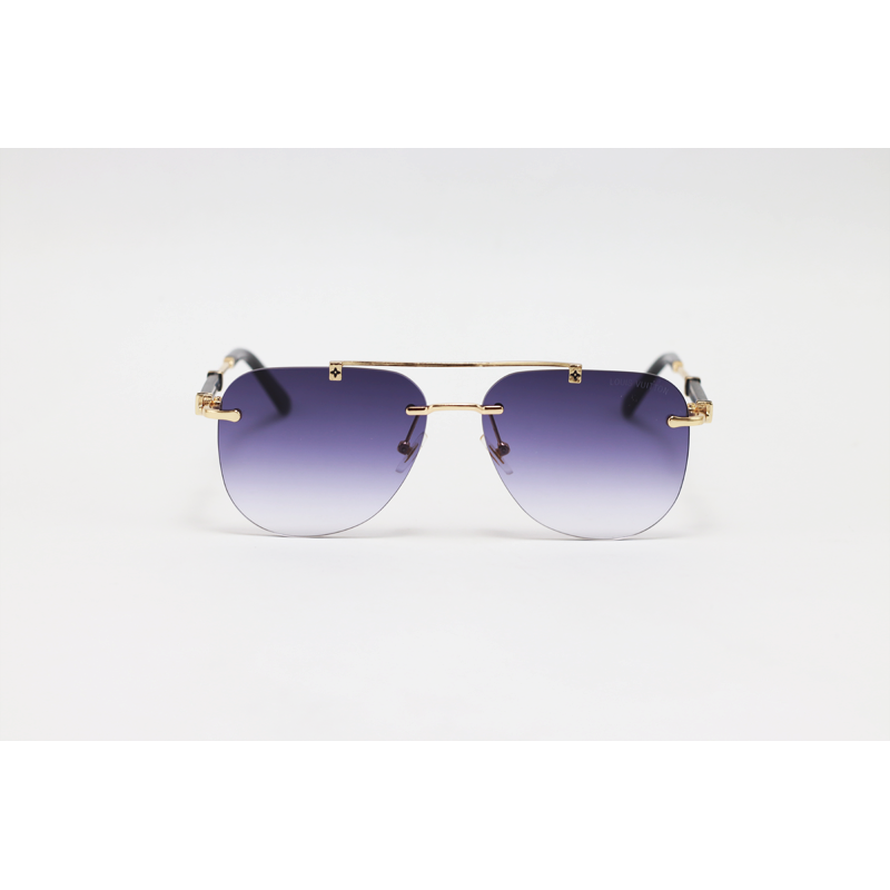 Louis Vuitton - 3151 - Golden Purple Gradient - Metal - Double Bridge - Aviator - Rimless - Sunglasses