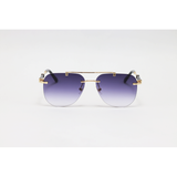 Louis Vuitton - 3151 - Golden Purple Gradient - Metal - Double Bridge - Aviator - Rimless - Sunglasses