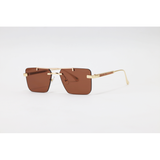 Cartier - 3147 - Golden Brown - Metal - Rectangle - Double Bridge - Rimless - Sunglasses