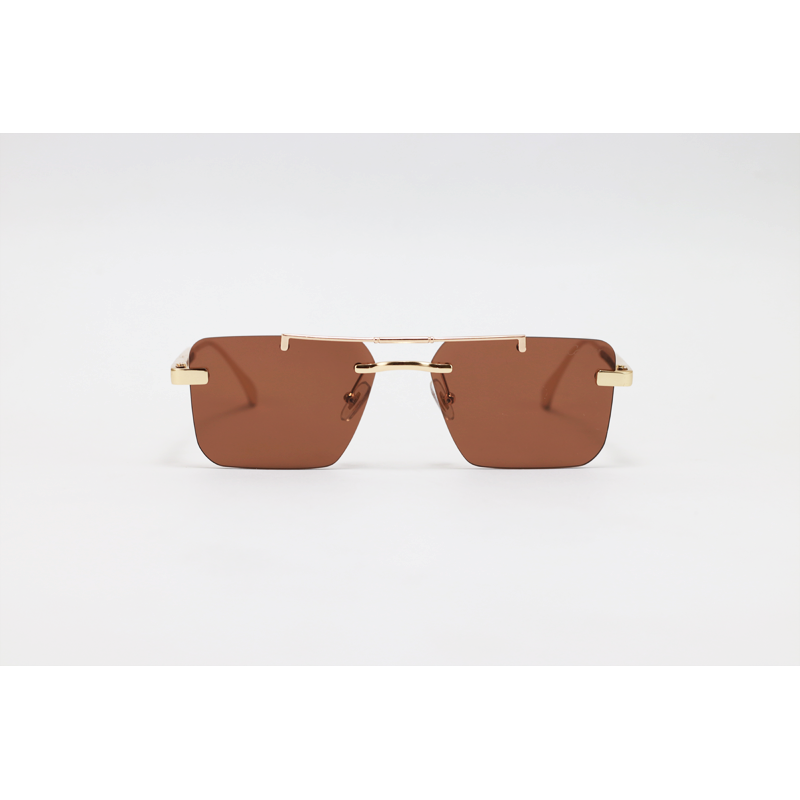 Cartier - 3147 - Golden Brown - Metal - Rectangle - Double Bridge - Rimless - Sunglasses