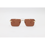 Cartier - 3147 - Golden Brown - Metal - Rectangle - Double Bridge - Rimless - Sunglasses