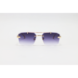 Cartier - 3148 - Golden Purple Gradient - Metal - Rectangle - Double Bridge - Rimless - Sunglasses