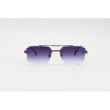 Cartier - 3148 - Gun Metallic Purple Gradient - Metal - Rectangle - Double Bridge - Rimless - Sunglasses