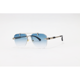 Chopard - 3170 - Silver Blue Gradient - Metal - Aviator - Double Bridge - Rimless - Sunglasses