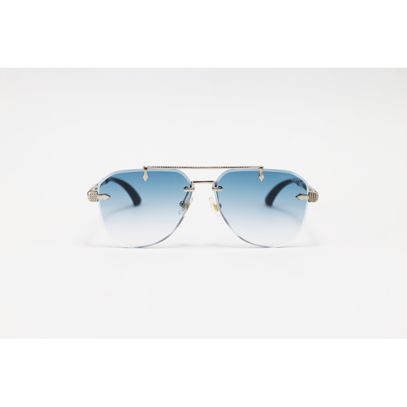 Chopard - 3170 - Silver Blue Gradient - Metal - Aviator - Double Bridge - Rimless - Sunglasses