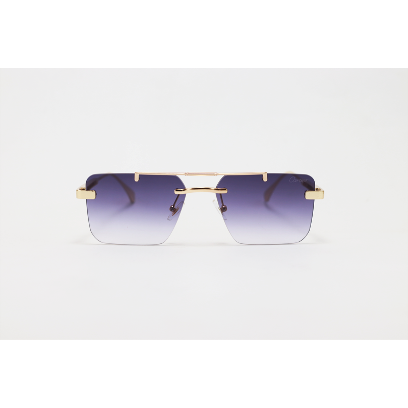 Cartier - 3147 - Golden Purple Gradient - Metal - Rectangle - Double Bridge - Rimless - Sunglasses
