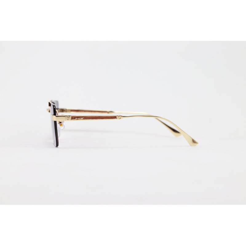 Cartier - 3147 - Golden Purple Gradient - Metal - Rectangle - Double Bridge - Rimless - Sunglasses