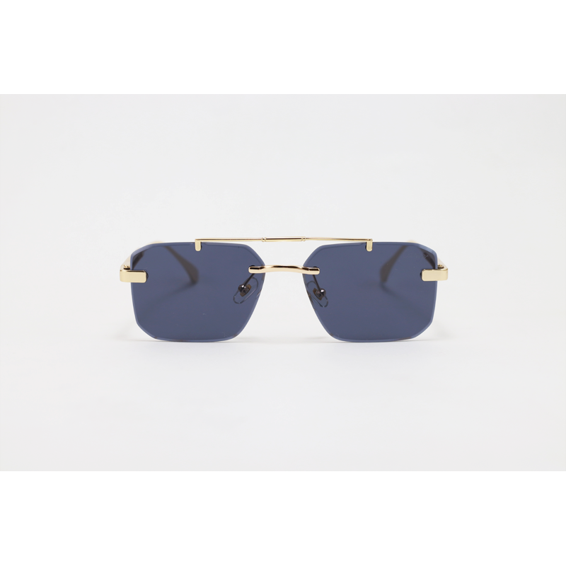 Cartier - 3148 - Golden Black - Metal - Rectangle - Double Bridge - Rimless - Sunglasses