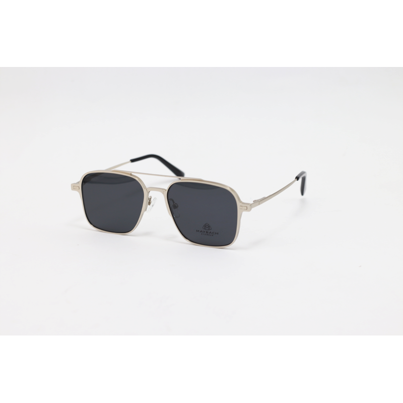 MAYBACH - 2430 - Silver - Metal - Rectangle - Double Bridge - Dual - Attachment - Blue Cut - Polarized - Eyewear - Sunglasses