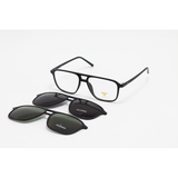 Dior - 25009 - Black - Acetate - Rectangle - Double Bridge - Dual - Attachment - Polarized - Eyewear - Sunglasses
