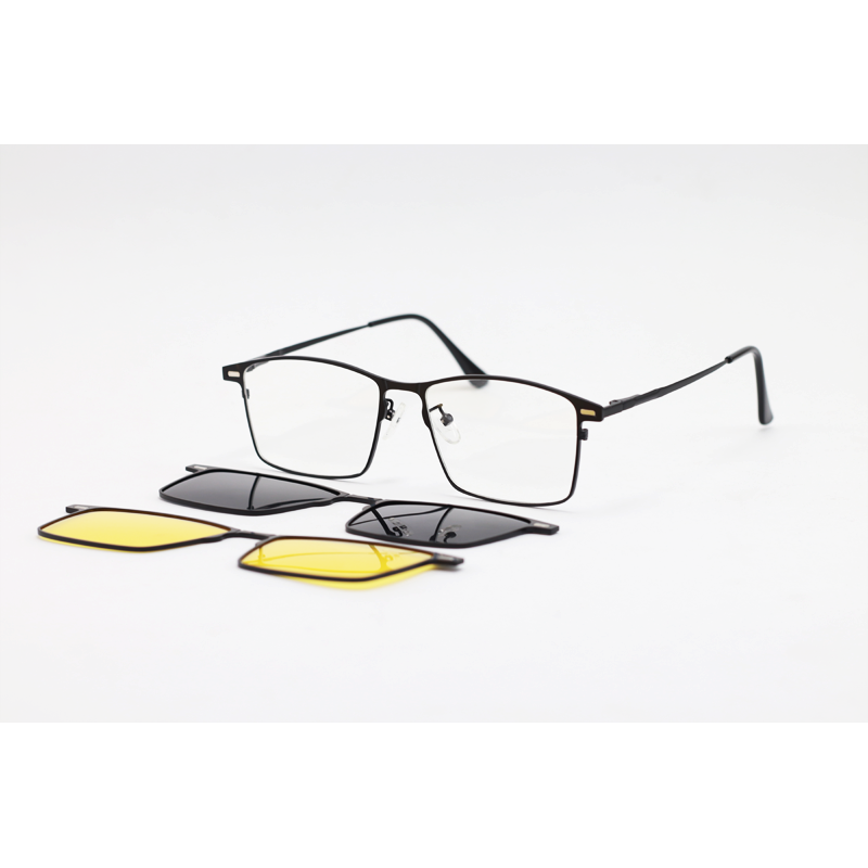 MAYBACH - 8009 - Black - Metal - Rectangle - Dual - Attachment - Blue Cut - Polarized - Eyewear - Sunglasses