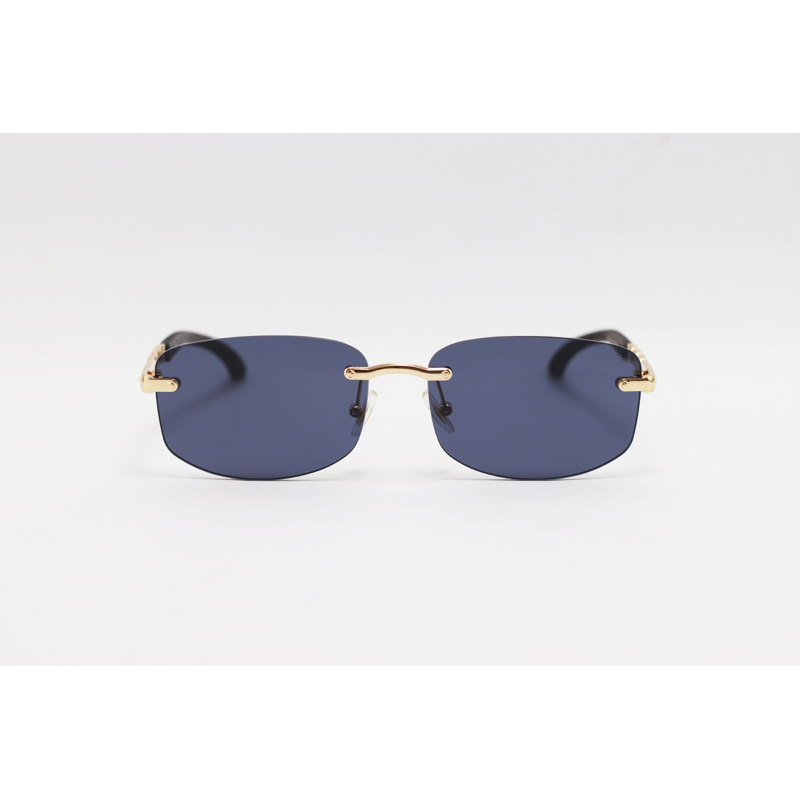 Cartier - 3176 - Golden Black - Metal - Rimless - Rectangle - Sunglasses