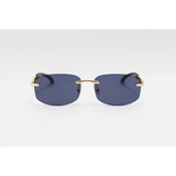 Cartier - 3176 - Golden Black - Metal - Rimless - Rectangle - Sunglasses