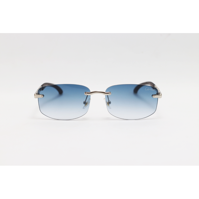 Cartier - 3176 - Silver Blue - Metal - Rimless - Rectangle - Sunglasses