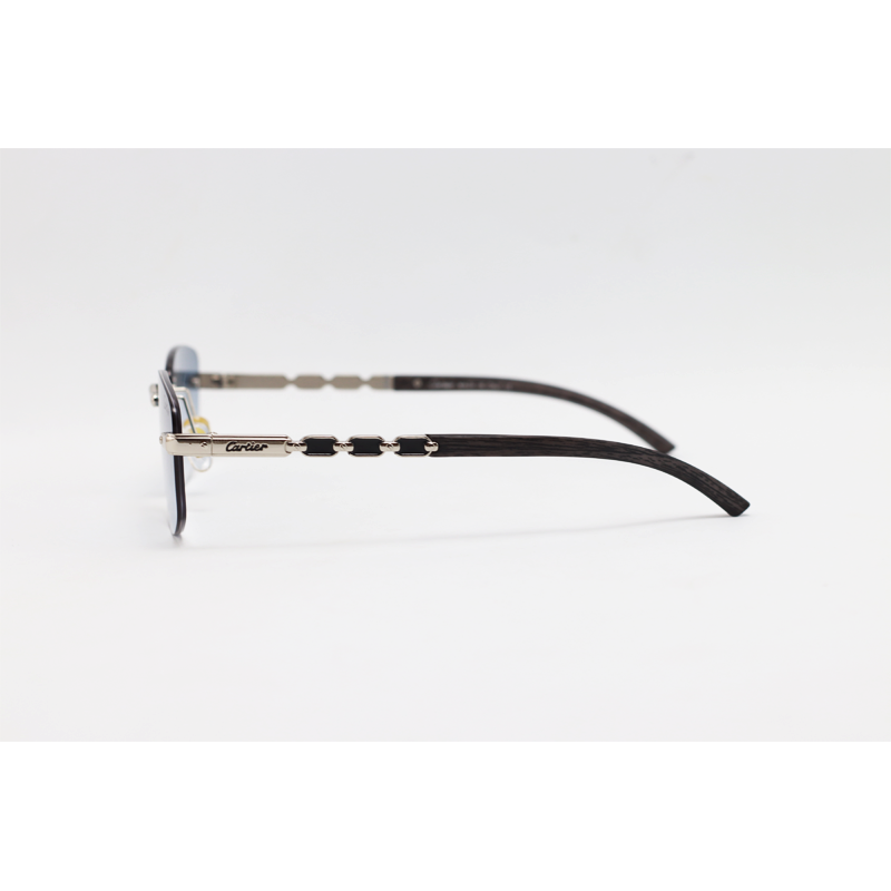 Cartier - 3176 - Silver Blue - Metal - Rimless - Rectangle - Sunglasses