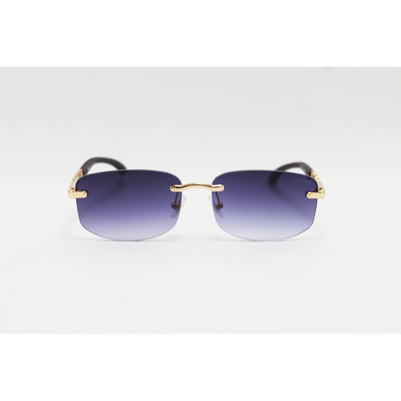 Cartier - 3176 - Golden Purple Gradient - Metal - Rimless - Rectangle - Sunglasses