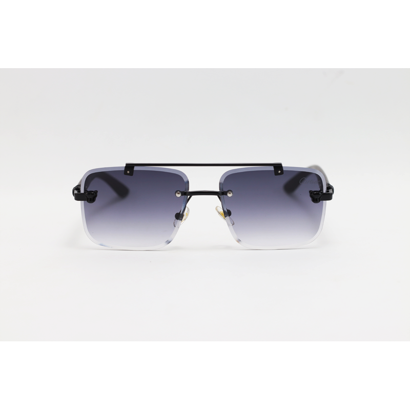 Cartier - 22510 - Wooden Black Gradient - Metal - Rimless - Rectangle - Double Bridge - Sunglasses