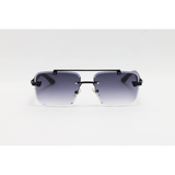 Cartier - 22510 - Wooden Black Gradient - Metal - Rimless - Rectangle - Double Bridge - Sunglasses