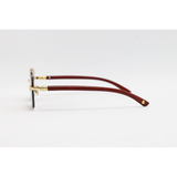 Cartier - 22510 - Wooden Golden Brown - Metal - Rimless - Rectangle - Double Bridge - Sunglasses